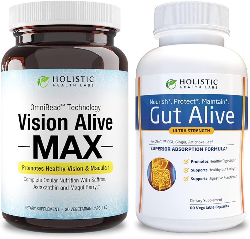 Bright Eyes and Healthy Gut Bundle | Lutemax® 2020, Bilberries, Blueberries, c3g from Black Currant, Maqui Berry, Saffron, Astaxanthin | Ginger, Artichoke Leaf, Licorice Root  Zinc Carnosine