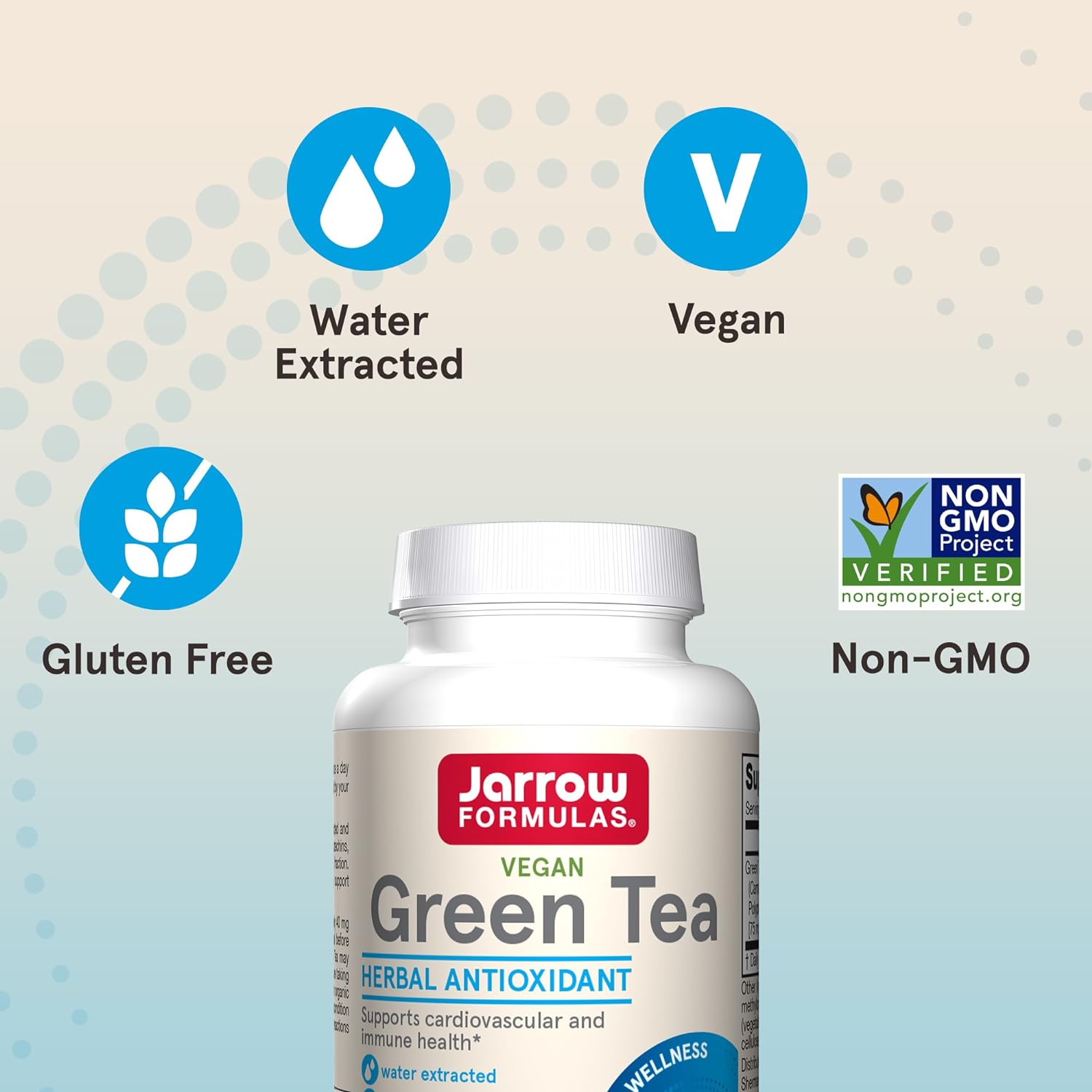 Jarrow Formulas Green Tea 500 mg - 100 Veggie Capsules - Antioxidant Support - 50% Polyphenols - Cardiovascular  Immune Health Dietary Supplement - 100 Servings