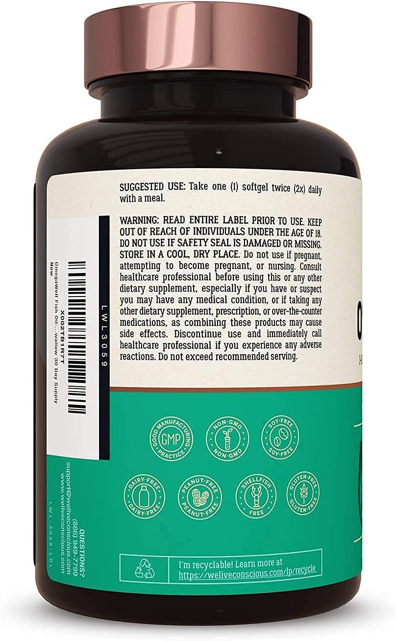 Live Conscious OmegaWell Fish Oil  MagWell Magnesium Zinc  Vitamin D3 | Bone  Heart Health, Immune System Support + Heart, Brain  Joint Support