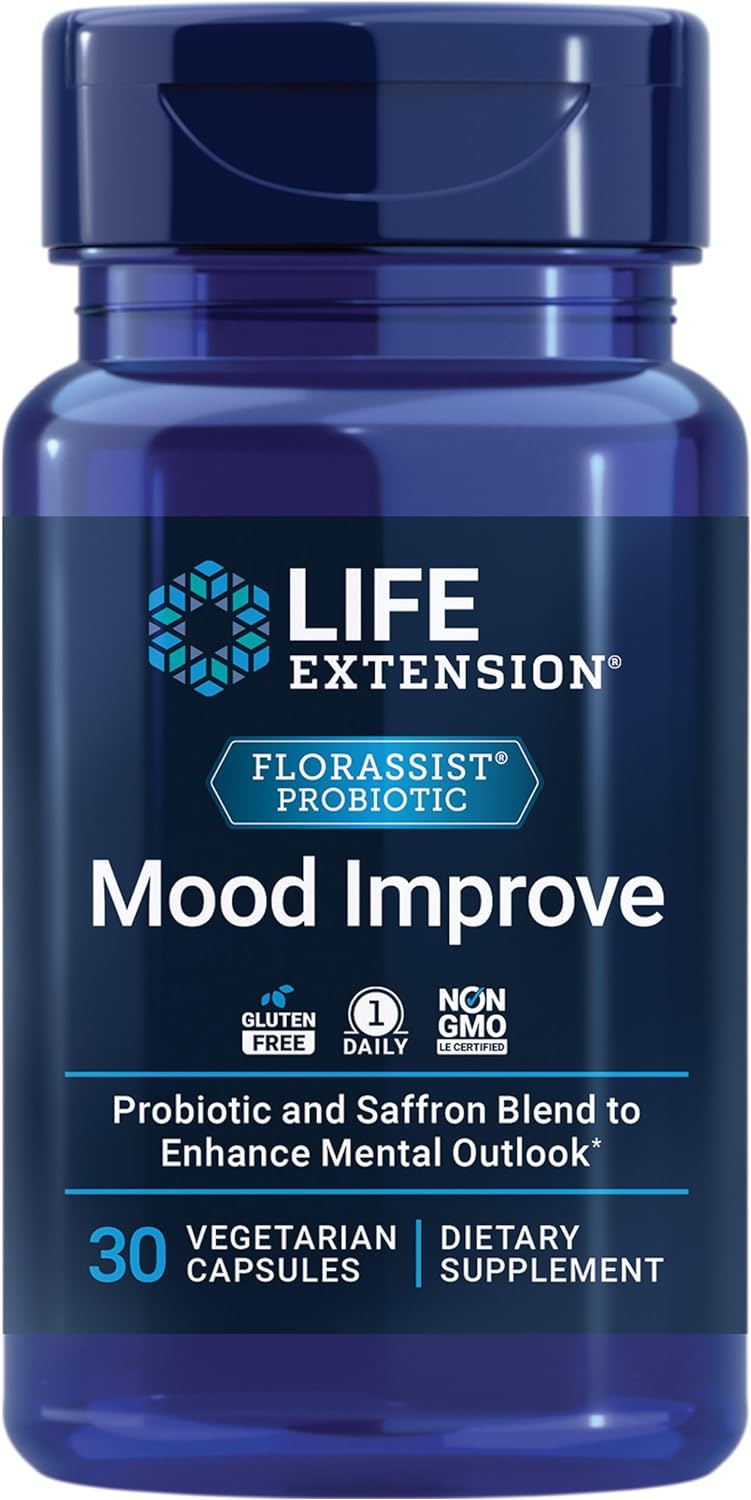 Life Extension FLORASSIST Mood - Probiotic  Saffron Blend – Gluten-Free, Non-GMO, Vegetarian - 30 Capsules