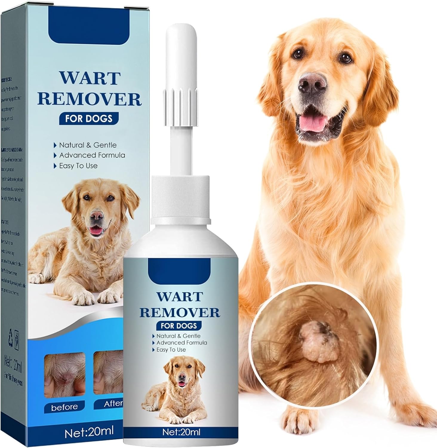 Dog Wart Remover, Natural Dog Skin Tag Remover Treatment, Rapidly Eliminates Skin Tag  Wart Remover for Dogs, No Harm  Pain-Free Dog Warts Removal (20ml)