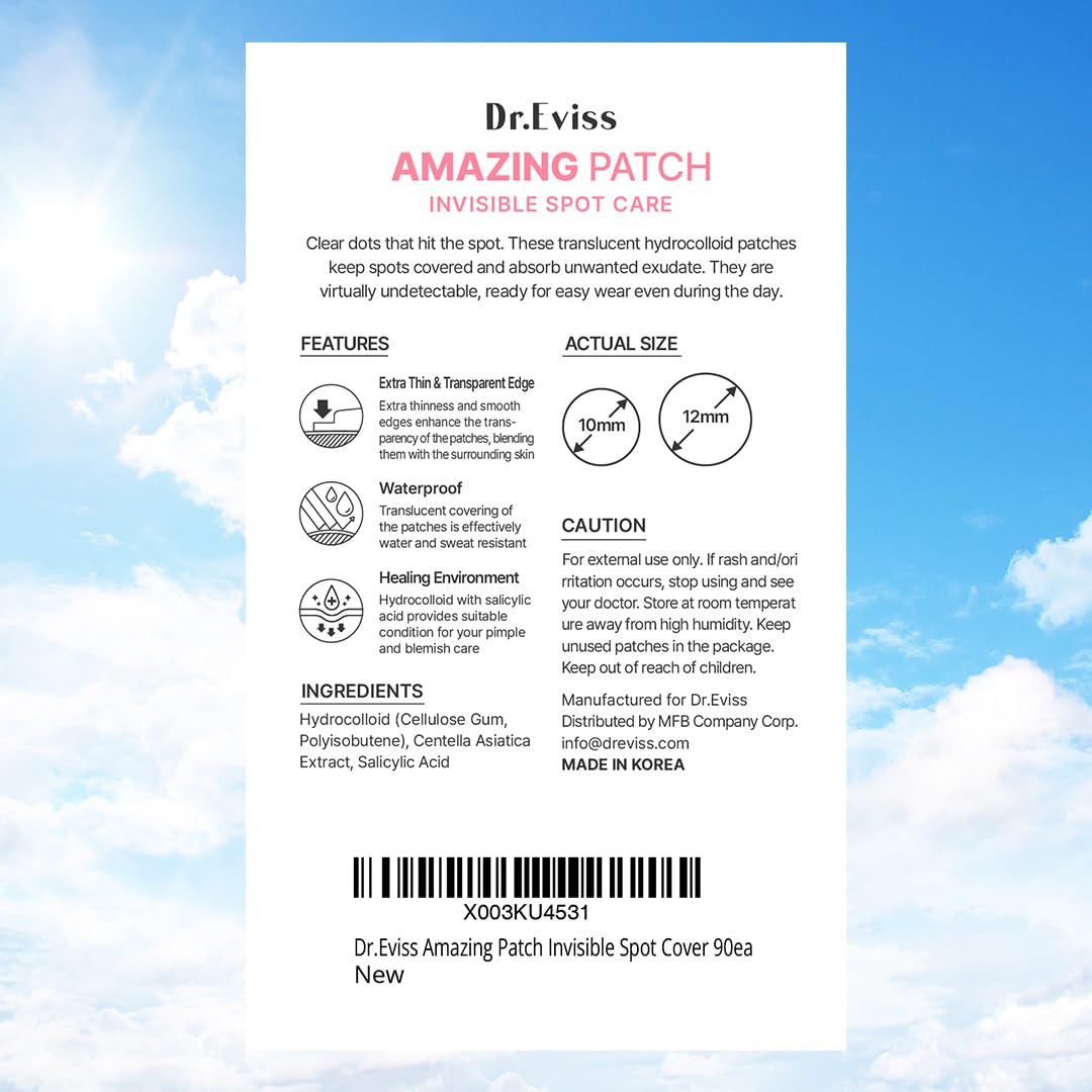 Amazing Patch - Korean Skin-tech Pimple Patch Invisible Spot Cover, Acne Patches for Face, Zit and Blemish Spot - 36ea