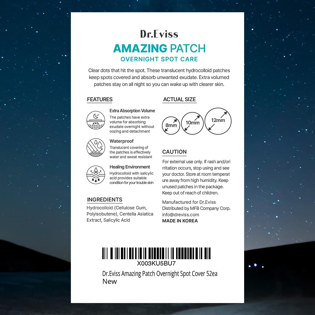 Amazing Patch - Korean Skin-tech Pimple Patch Invisible Spot Cover, Acne Patches for Face, Zit and Blemish Spot - 36ea