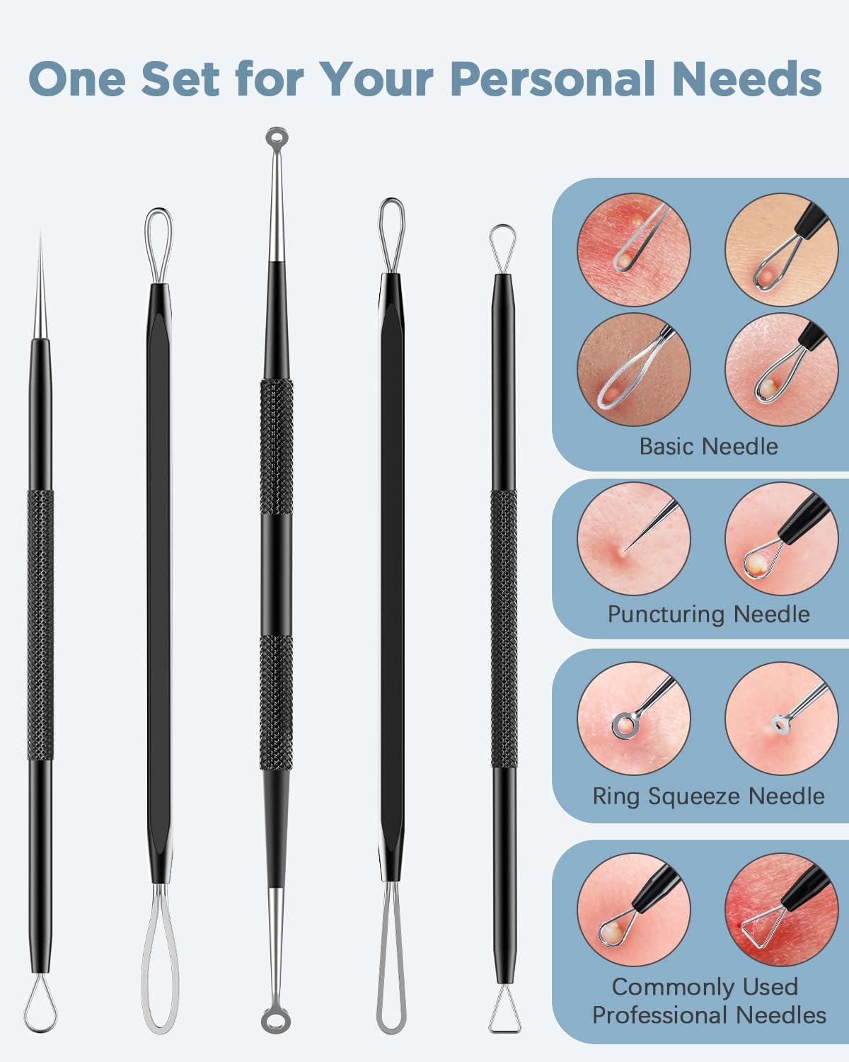 Blackhead Remover Tool, Pimple Popper Tool Kit, Blackhead Extractor Tool for Face, Extractor Tool for Comedone Zit Acne Whitehead Blemish, Stainless Steel Extraction Tools