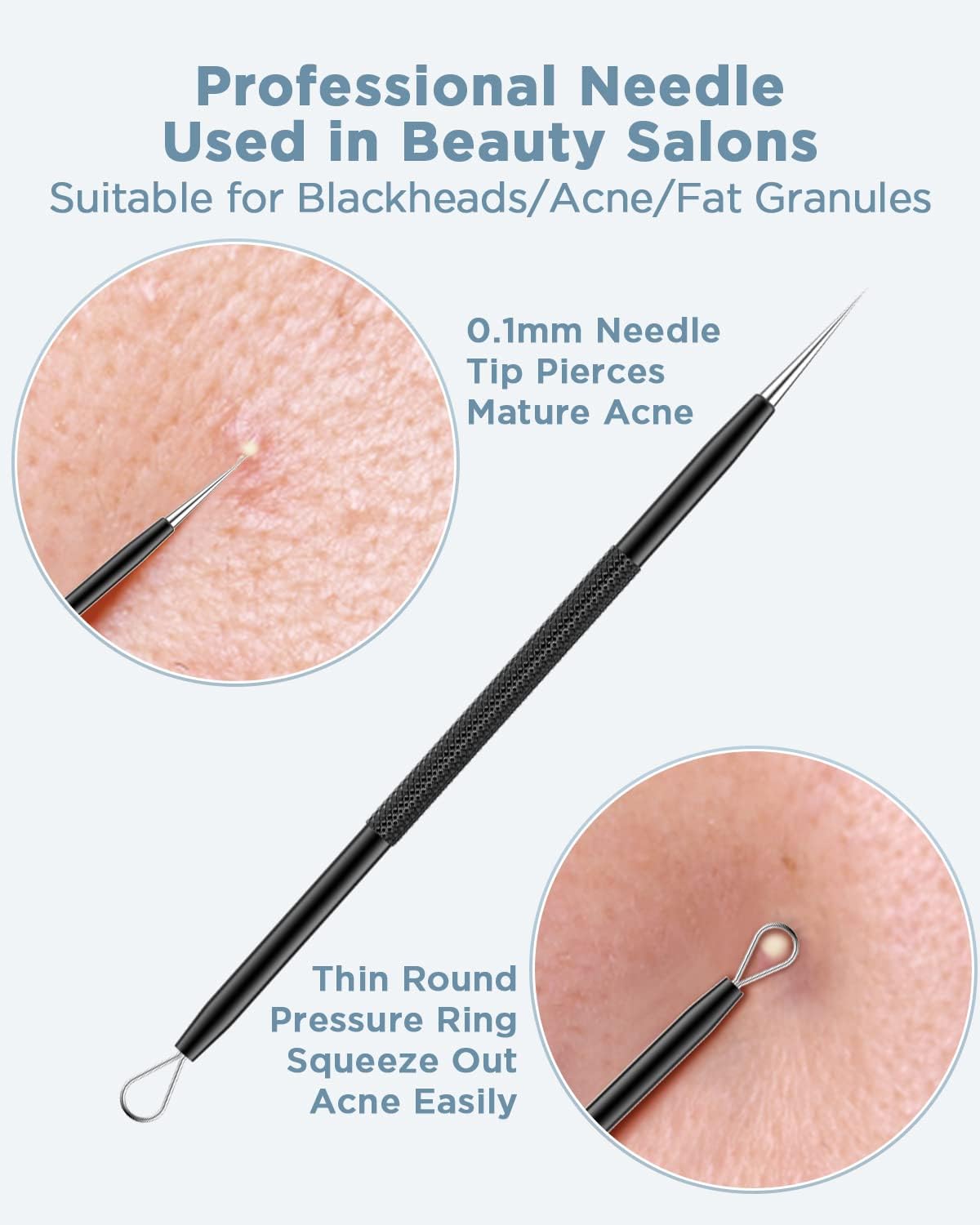 Blackhead Remover Tool, Pimple Popper Tool Kit, Blackhead Extractor Tool for Face, Extractor Tool for Comedone Zit Acne Whitehead Blemish, Stainless Steel Extraction Tools