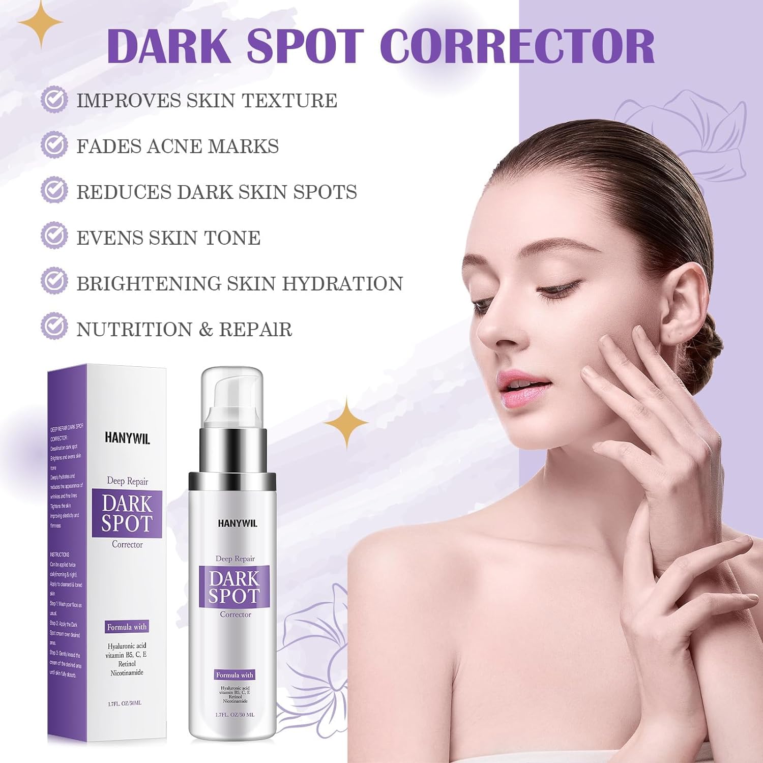 Dark Spot Remover for Face and Body, Dark Spot Corrector Glow Serum, Skin Brown Spot Remover, Skin Care Face Cream, Sun Spot Remover, Age Spot Corrector, Rapid Tone Repair Retinol (1.7 Fl Oz)