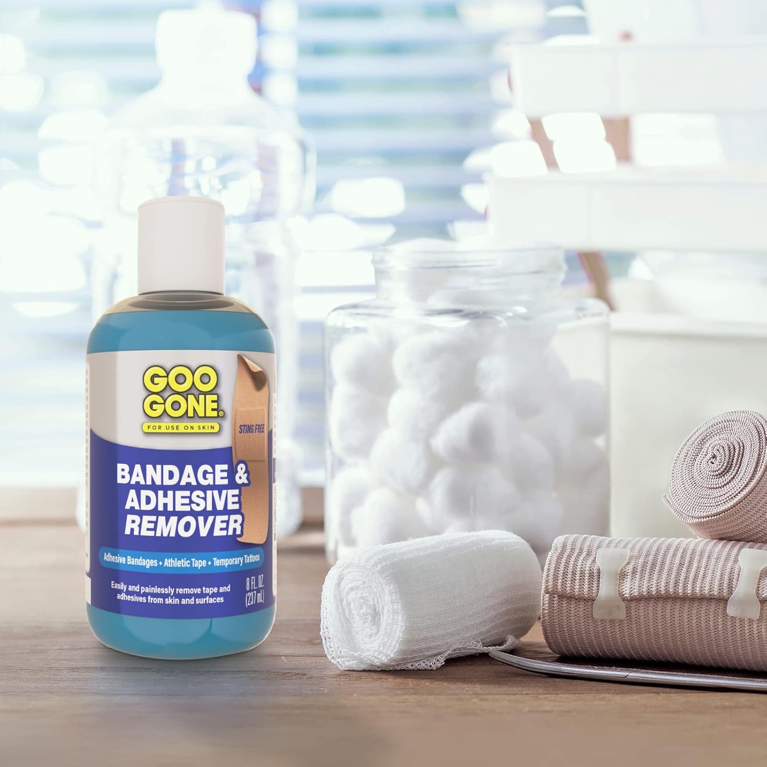 Goo Gone Bandage Adhesive Remover For Skin - 8 Ounce - Safe Method to Remove Sports Tape, KT Tape, Temporary Tattoos, Ink, Medical Bandages and More