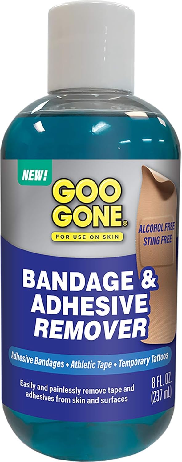 Goo Gone Bandage Adhesive Remover For Skin - 8 Ounce - Safe Method to Remove Sports Tape, KT Tape, Temporary Tattoos, Ink, Medical Bandages and More