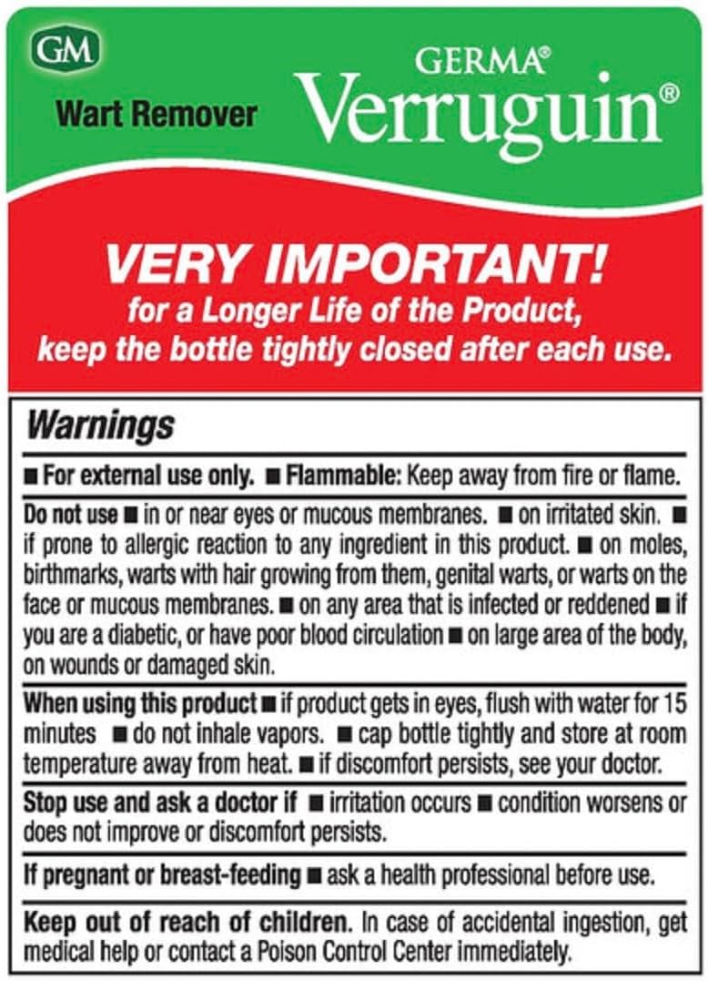 Verruguin Liquid Wart Remover Salicylic Acid 17% Removedor De Verrugas (14.8 mL)