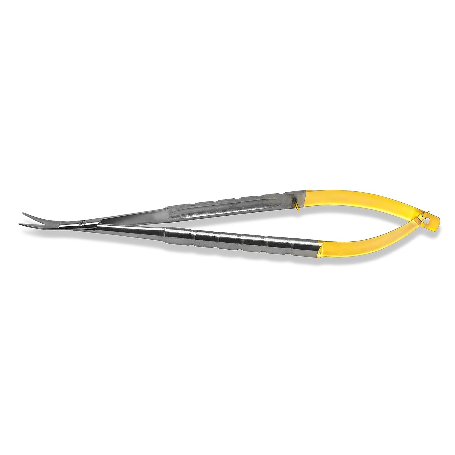 Cynamed TC Castroviejo Micro Scissor with Tungsten Carbide Inserts and Gold Ends - Premium Grade Instrument (5.5 in. - Curved Blades)