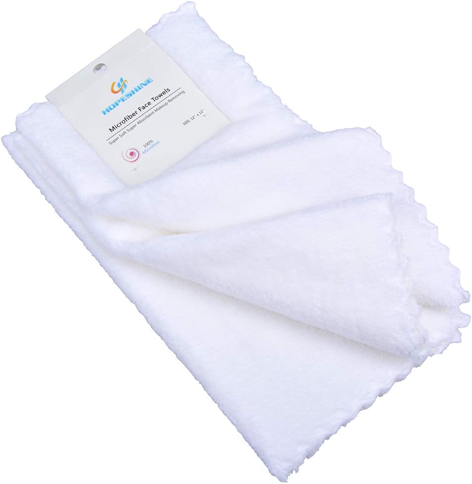 Face Makeup Remover Cloths Wash Cloth for Face Towels Facial Cleaning Wipes Reusable Soft for Sensitive Skin Erase Mascara, Eyeliner, Foundation, Lipstick with Just Water 12 inch X 12 inch