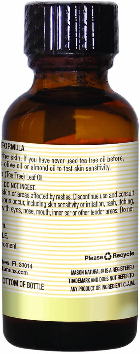Mason Natural Tea Tree Oil - 100% Pure Australian Essential Oil, Premium Skin Conditioning Formula, for Healthier Hair, Skin and Nails, 1 OZ (Pack of 2)