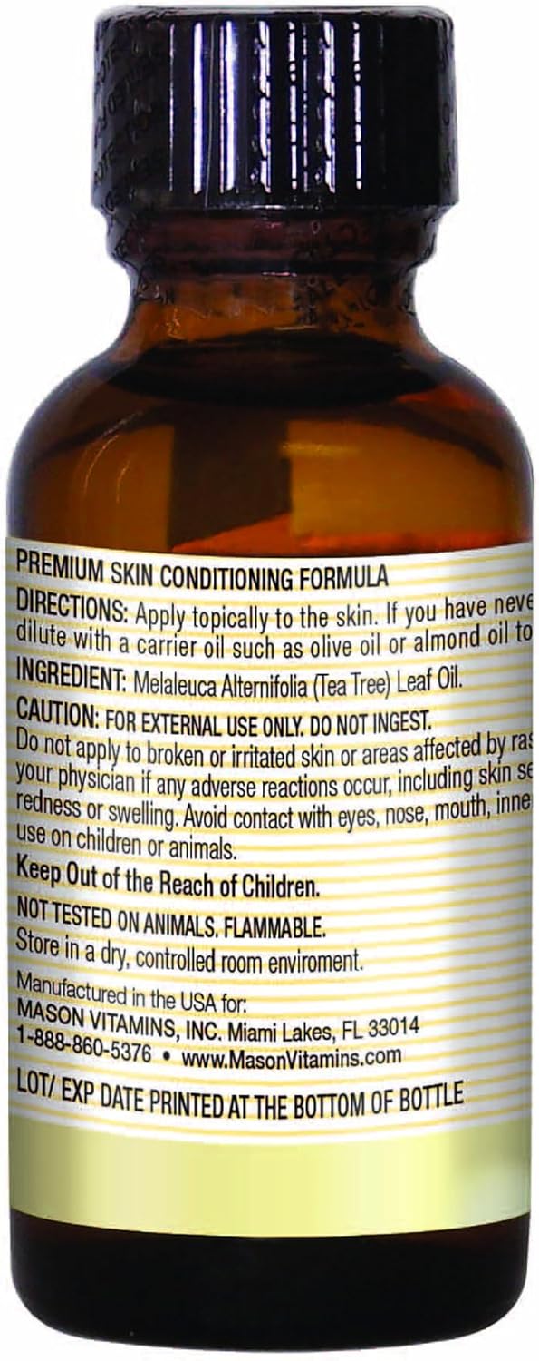 Mason Natural Tea Tree Oil - 100% Pure Australian Essential Oil, Premium Skin Conditioning Formula, for Healthier Hair, Skin and Nails, 1 OZ (Pack of 2)