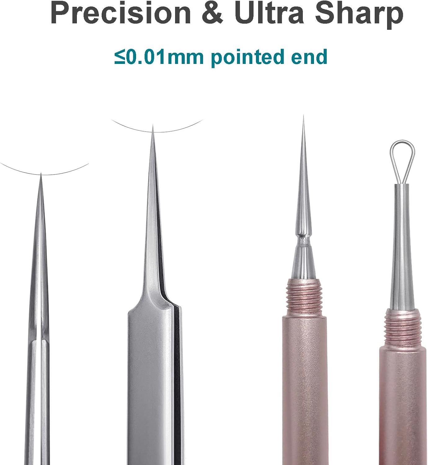 SGNEKOO Professional Facial Milia Removal Tool and Whitehead Extractor, High Grade Stainless Steel Double Ended Needle and Tweezers Kit,Blackhead,Blemish,Zit and Pimple Acne Remover Popper