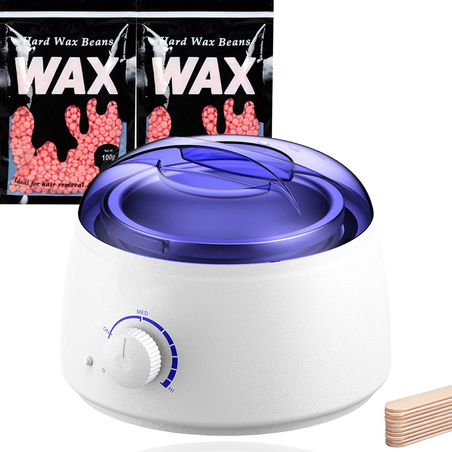 Waxing Kit for Women, 𝟮𝟬𝟮𝟰 𝗨𝗽𝗴𝗿𝗮𝗱𝗲𝗱 Wax Warmer for Hair Removal, Temperature Adjustable Hot Melt Wax Melter Machine with Hard Wax Beads